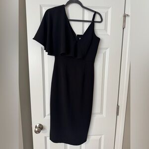 Dress the Population Black Asymmetrical One Shoulder Sheath Dress